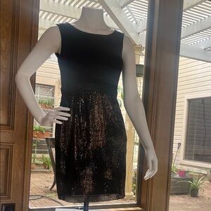 Elegant Betsey Johnson Black and Gold Sequin Dress Size XS